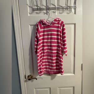 JoJo Maman Bebe terry cloth swim coverup in pink and white stripes, size 5-6